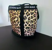 Magaschoni Tote Bag Leopard Print Canvas Handbag NEW