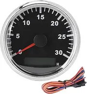 Gearwell Boat Tachometer, 85mm 12V 24V Tacho Gauge Compatible with Boat Motor, IP67 LCD Display RPM Meter with Service Hour Meter 3000 RPM (ブラックダイヤルシルバーベゼル)