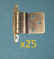 25 pc Antique Brass Finish Semi-Concealed Hinge 3/8 Cabinet Door Lot DIY