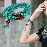 在飛比找樂天市場購物網優惠-民族風項鏈綠松石手鏈復古中國風手鐲藏式佛珠手飾手串配飾首飾
