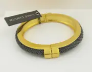 Vince Camuto "Alpha Energy" Mesh Two-Tone Hinged Bangle Bracelet