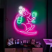 Cute Cats LED Neon Signs Cartoon Cats Neon Sign Acrylic LED Lights with Hanging Chain Light Up Sign for Wall Decor Bedroom Decorations Home Party Holiday Decor 5V USB Operated Dimmable