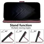 Case PU Leather Flip Cover Magnetic Clasp Design Wallet Card Slots Stand Case - Red