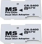 EMSea 2pcs Dual SD/TF Card to MS Memory Card Holder CR5400 512GB Compatible with Sony Memory Stick PSP Dual Slot Adapter 31x20mm