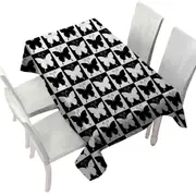 Black and White Checkered Butterflies Tablecloth