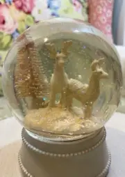 Simply Shabby Chic Glass SNOW GLOBE Pink Glitter White Rachel Ashwell