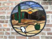 Real Stained Glass Suncatcher Desert Scene