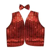 Mens SEQUIN VEST Dance Costume Party Coat Disco Accessory Sparkle Waistcoat - Re
