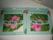 Palm Leaf Garland set of 2 pkgs. 10' pink green paper party decoration