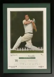 KEITH MILLER Signed Print Cavalier Limited Edition Official Cricket FRAMED COA