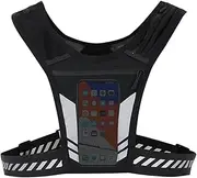 WEZCHUGHAOL Reflective Vest with Chest Phone Holder, Running Vest, Workout Gear with Key Pouch for Men/Women Training Cycling Walking, Adjustable Waistband for Snug Fit-Breathable, Lightweight