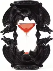 PTC 7.38 Inch Black Dual Dragon Sand Timer Hourglass Statue Figurine
