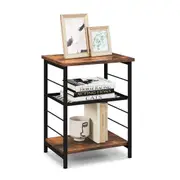 Giantex 3-Tier Industrial Bedside End Table Nightstand Metal Frame w/Adjustable Mesh Shelf