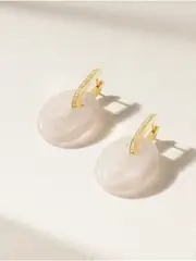 [Jenna Blake] Jenna Blake - Stone Mariner Link 18-karat Gold, Rose Quartz And Diamond Hoop Earrings - White - One size One size White