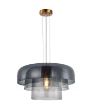 Gelatina Interior 3 Layered Dome Glass with Brass Highlight Pendant Light Smoky Black