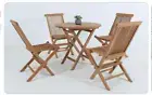 BROVA FOLDING 5 PIECE SOLID TEAK TIMBER OUTDOOR DINING SET ROUND-SHAPE TABLE