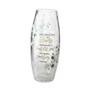 Crackle Glass Memorial Flower Vase with Sympathy Verse, 9.75", Multi