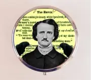 Edgar Allan Poe Pill Box Case Pillbox Holder Trinket Ravens Goth Author