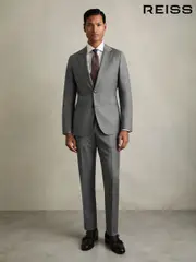 Reiss Grey Aspire Slim-Fit Wool Suit Trousers (AK1779) | $240