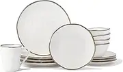 [American Atelier] Luna Round Dinnerware Set – 16-Piece Stoneware Dinner Party Collection w/ 4 Dinner Plates, 4 Salad Plates, 4 Bowls & 4 Mugs – Unique Gift Idea for Any Special Occasion or Birthday