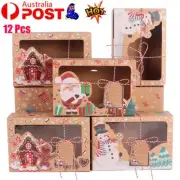 12 PCS Christmas Candy Cookie Boxes Bakery Gift Boxes Cupcake Muffin Cake Box HG