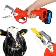 Electric Ear Tag Plier, 26000R/min Electric Cordless Ear Tag Pliers Set with 2 X 2000Mah Battery, Livestock Tagging Tool, Electronic Automatic Rebound, for Rabbit Swine Cow Sheep red