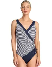 [Jantzen] Anchor Stripe DD/E Gathered Surplice One Piece