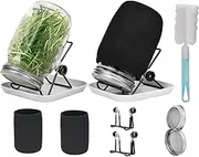 Seed Sprouting Jar Kit, 2pcs Wide Mouth Quart Mason Jars with 304 Stainless Steel Screen Sprout Lids,86mm Caliber,1000ml,with Tray,Stand,Shading Cloth and Canning Brush,for Making Seeds Sprouts