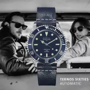 DAVOSA Swiss Ternos Sixties 16152545 Diver Watch Blue Dial Leather strap
