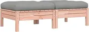 vidaXL Wooden Garden Footstools with Cushions - Set of Two, Solid Douglas Wood - Multipurpose Outdoor Ottoman/Coffee Table for Patio, Terrace