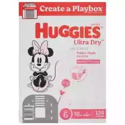 Huggies Girls' Ultra Dry Nappies Size 6 Junior 124 Disposable Diapers 16kg+