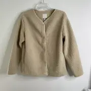 JOIE Fleece Lined Sherpa Teddy Jacket Women’s Size S Snap Button Tan Coat NWT
