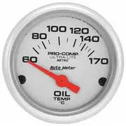 Autometer Ultra Lite Oil Temp Gauge Electric - 60 - 170 C, 2 1/16 Inch, Short Sweep, AU4348-M