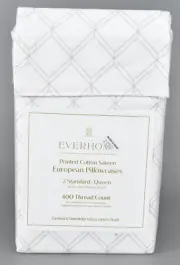Everhome Diamond Geo White Microchip Queen European 400 ThreadCT Pillowcase X17