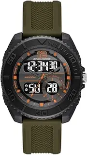 [Skechers] Men's Greencraig Analog-Digital Green Silicone Watch, Green