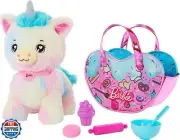 Barbie Plush Toy Set, Unicorn Stuffed Animal with Dessert-Themed Purse and 5