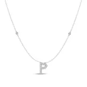 Brilliant Claw Initial P Slider Necklace with 0.40ct of Laboratory Grown Diamonds in Mirage Sterling Silver and Platinum