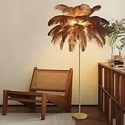 170cm Feather Floor Lamp, Modern Ostrich Feather Floor Lamp LED Dimmable Floor Lamp, Decorative Floor Lamp for Bedroom and Living Room, Resin Feather Floor Lamp
