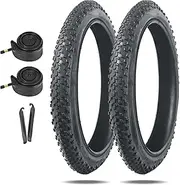 2 Sets Bike Tire and Inner Tube, 14x1.9, 16x1.95, 18x1.95, 20x1.95, 20x2.125, 22x1.95 Inch, Puncture Proof Replacement Tyres for Mountain, Hybrid, City Commuter, Folding Bicycle (22x1.95 in)