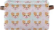 Cute Dog Faces Dot Storage Box, Collapsible Decorative Organizer Box with Handle for Home/office