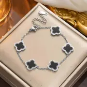 Four-leaf Clover Jewelry, Titanium Steel Bracelet black