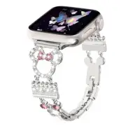 Bling Bracelet Band Compatible with 41/40/38/42mm-Series 10 Cartoon Silver