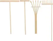 INOOMP 4pcs Zen Sand Garden Rake Set Miniature Accessories Wooden Tray Rake Tools for Garden Home Office Table Decor Mini Stamp Kit