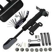 DAWAY A35 Bike Repair Kit - 120 PSI Mini Pump & 16 in 1 Bicycle Multi Tool with Handy Bag Included Glueless Tire Tube Patches & Tire Levers