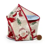 2.5" Wide Traditional Snowmen Linen Wired Ribbon - 10 Yards (56113510)