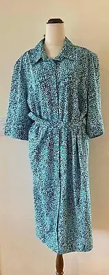 NWT Vintage Retro Australian Inspiration 80’s 1980’s Blue Dress & Belt Size 22