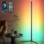 Corner Floor Lamp, Smart RGB LED Corner Lamp with App and Remote Control, 16 Million Colors & 68+ Scene, Music Sync, Timer Setting, Easy to Install (56" L-Shaped Base 1PCS)