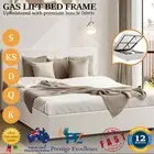 Bed Frame Queen Double King Size with Gas Lift Storage Base White Boucle Fabric