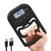 Grip Strength Trainer, Rechargeable Electronic Hand Dynamometer, Digital Grip Strength Tester with LCD Display, Black