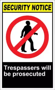 Trespassers Will Be Prosecuted Security OSHA / ANSI Aluminum METAL Sign